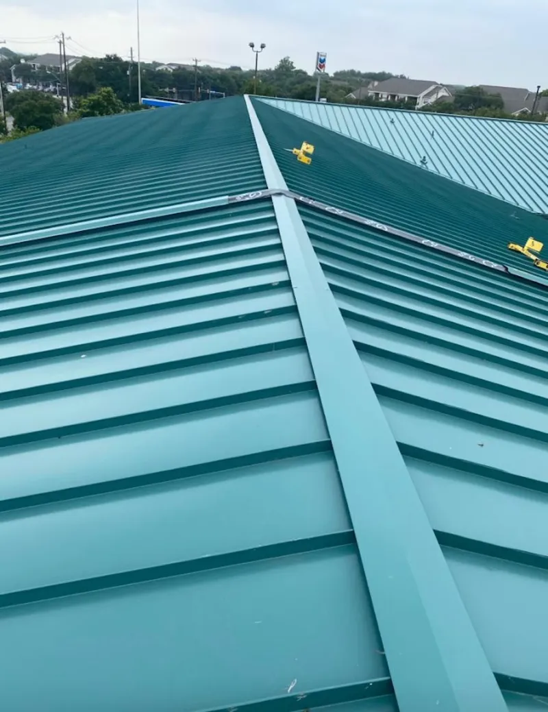 Green commercial metal roof ridge and valley for Metal Roof Repair in Palos Hills
